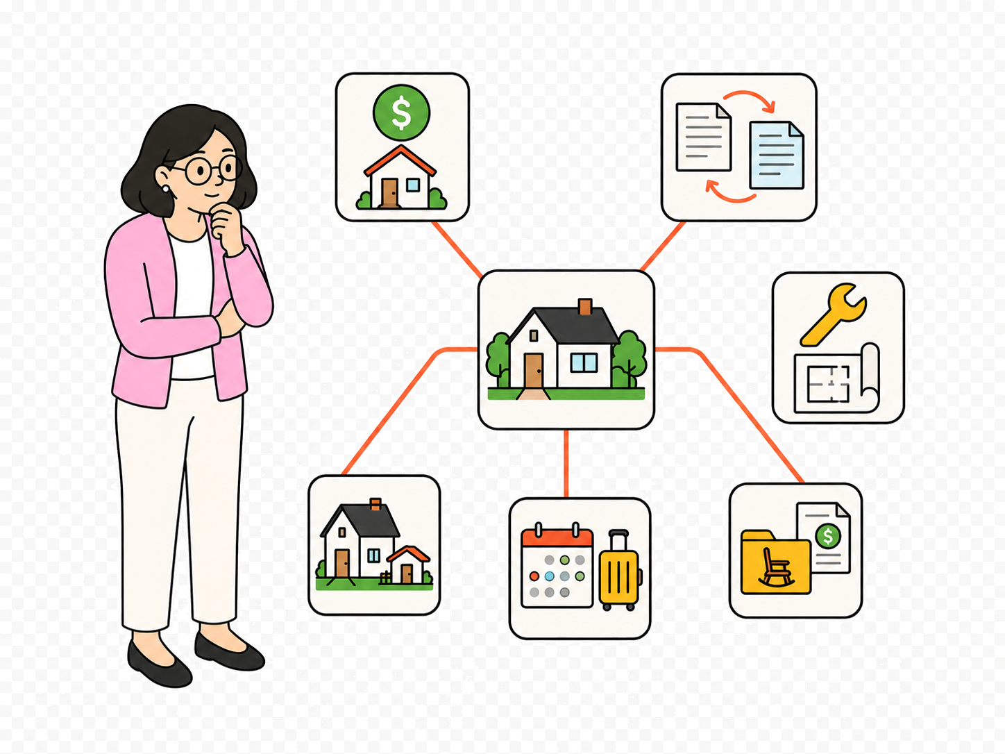 Mira tracing several property decision paths from one central property record